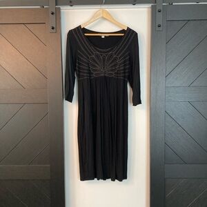 Boden Elegant Black Midi Dress with Front Detailing